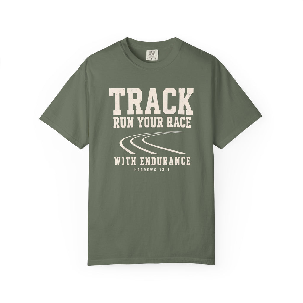 Track “Run Your Race” Christian T-Shirt