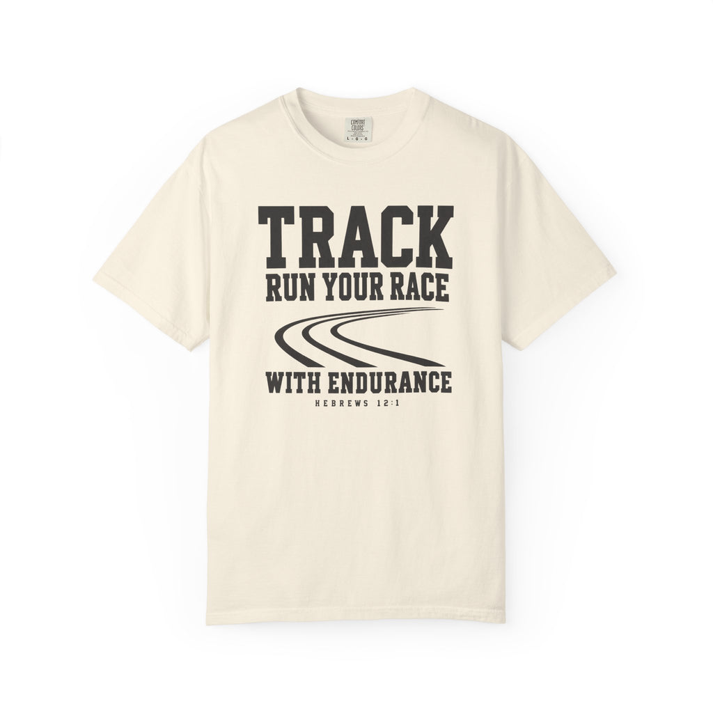 Track “Run Your Race” Christian T-Shirt
