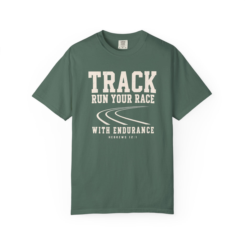 Track “Run Your Race” Christian T-Shirt