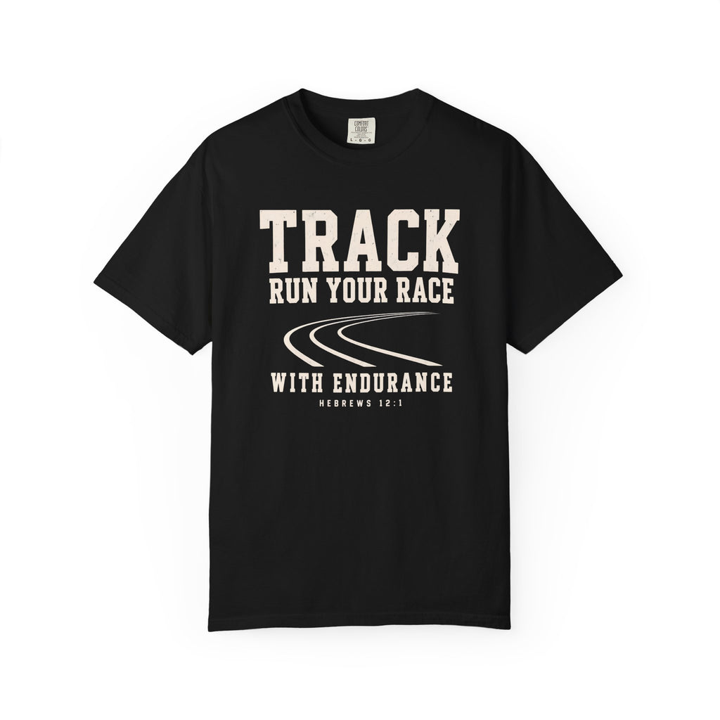 Track “Run Your Race” Christian T-Shirt