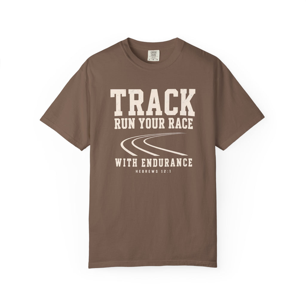 Track “Run Your Race” Christian T-Shirt