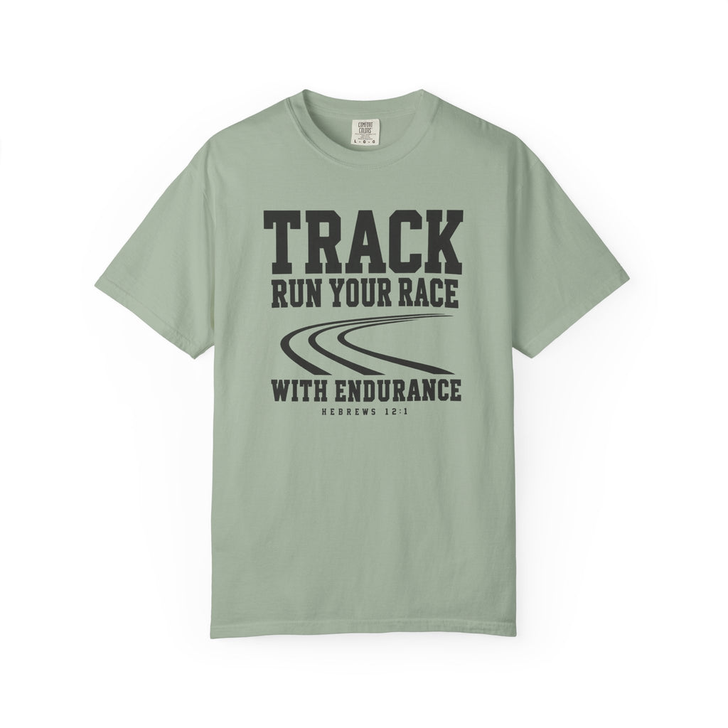 Track “Run Your Race” Christian T-Shirt